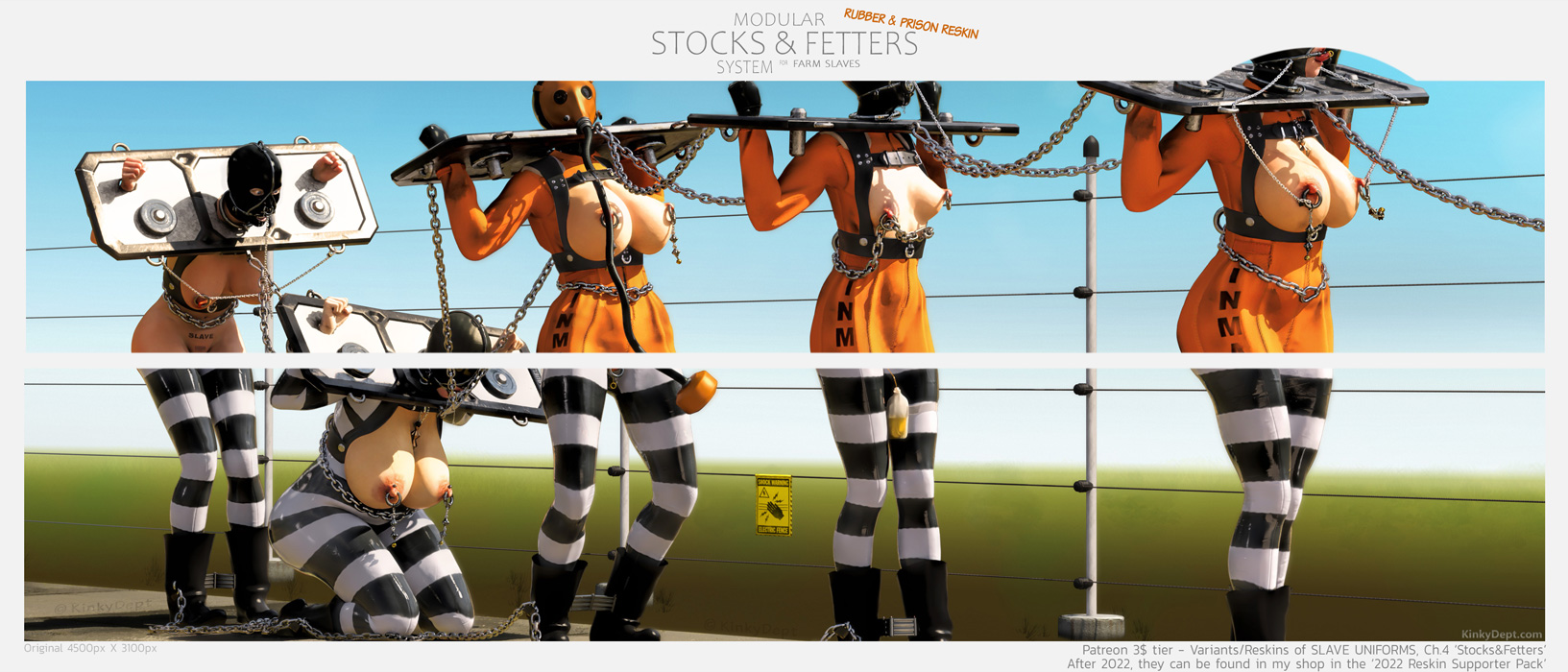 Female slave prisoners bound and working as chain gang.