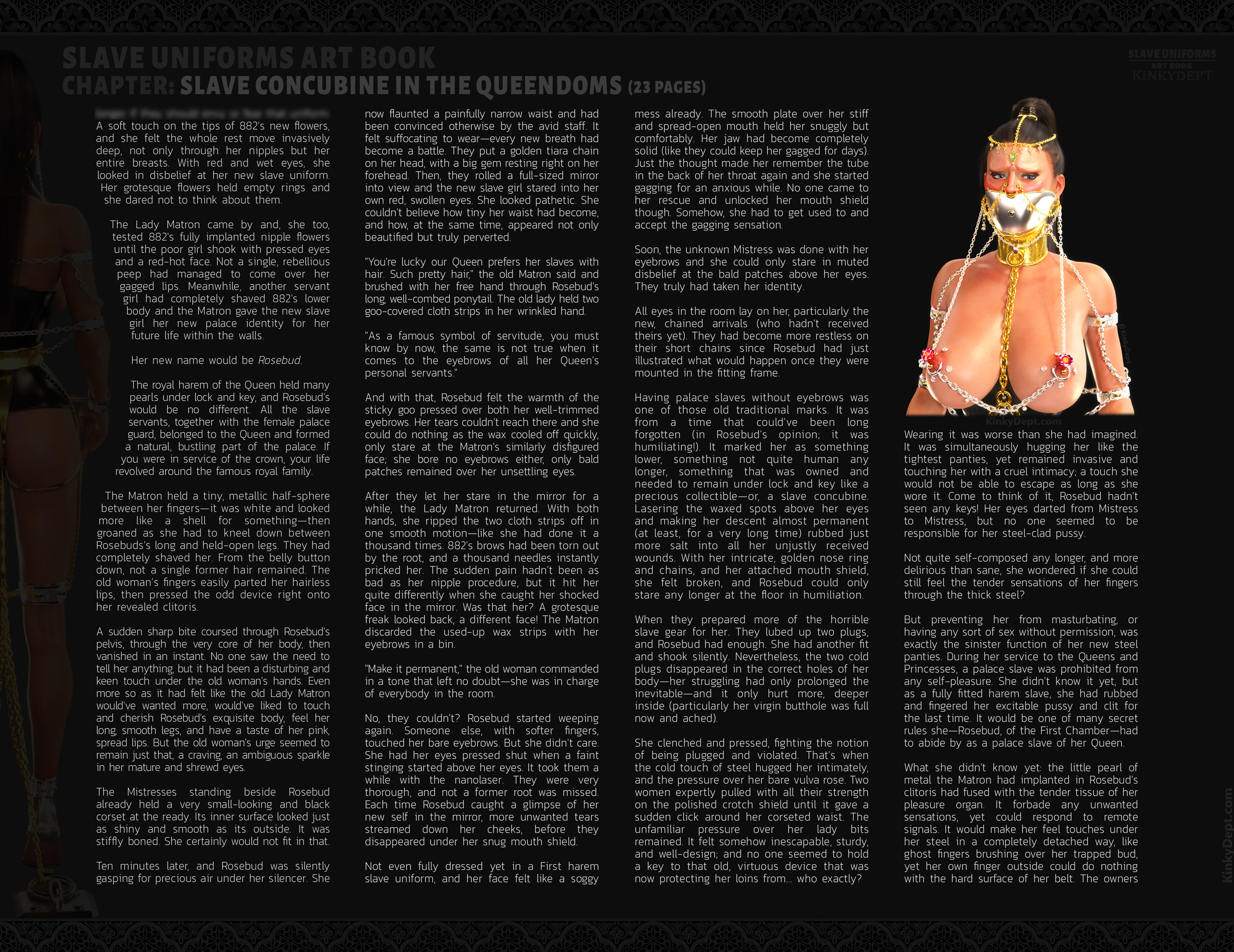 slave girl wearing a golden chastity belt, bdsm chastity story