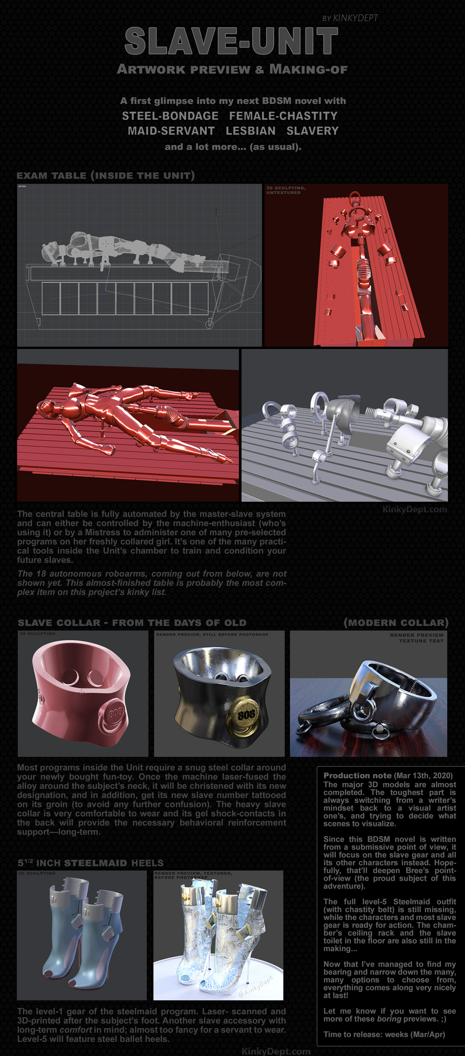 Crafting a fucking machine in 3D, BDSM equipment, bondage scenarios from an erotic novel, illustrated adult novel in the making